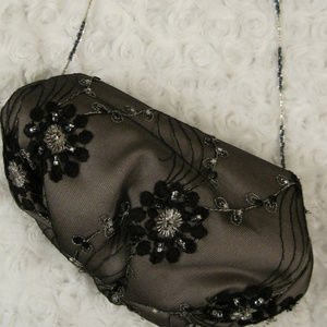 Beaded evening bag with beaded strap - small
